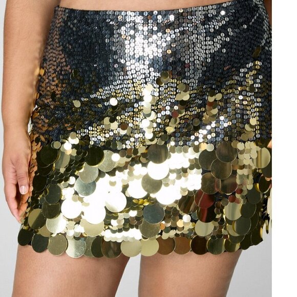 Nasty Gal Disc Sequin Ombre Mini Skirt, Size 16, New in Bag - Picture 1 of 4